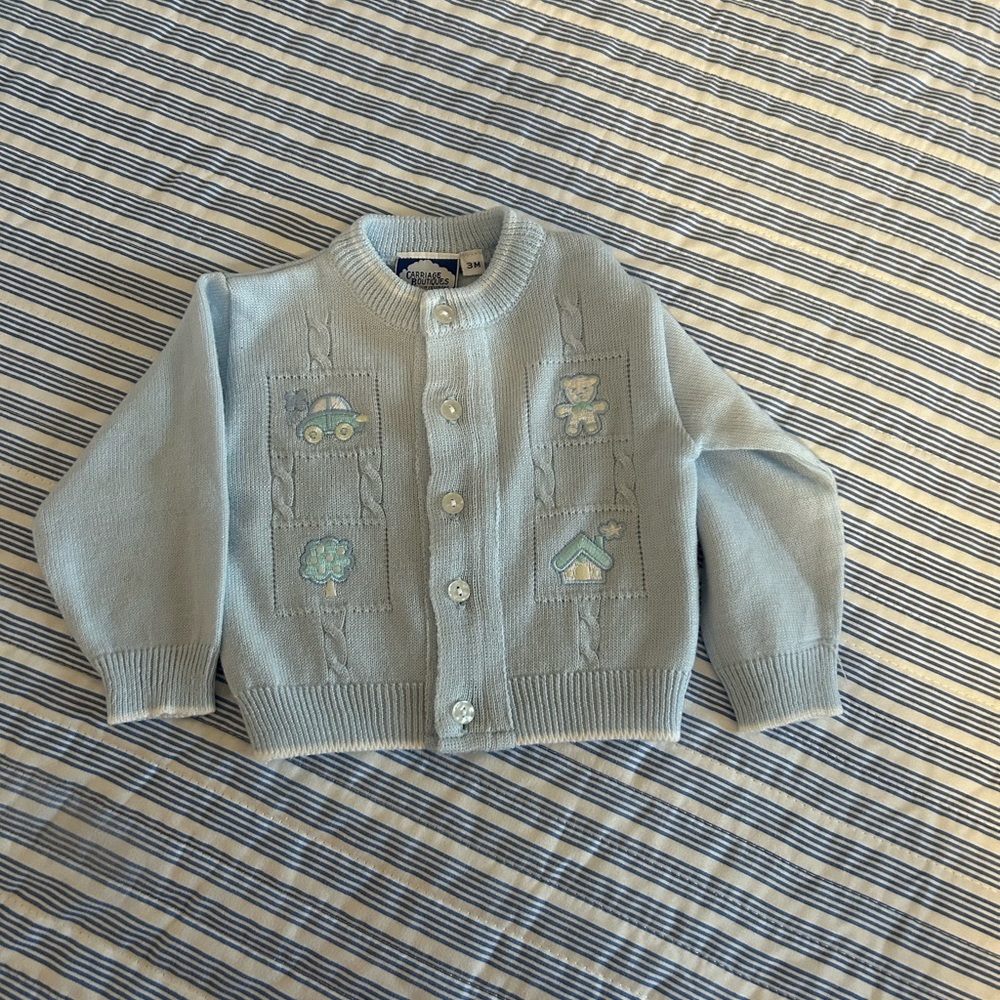 Blue Kids Cardigan with Embroidered Details